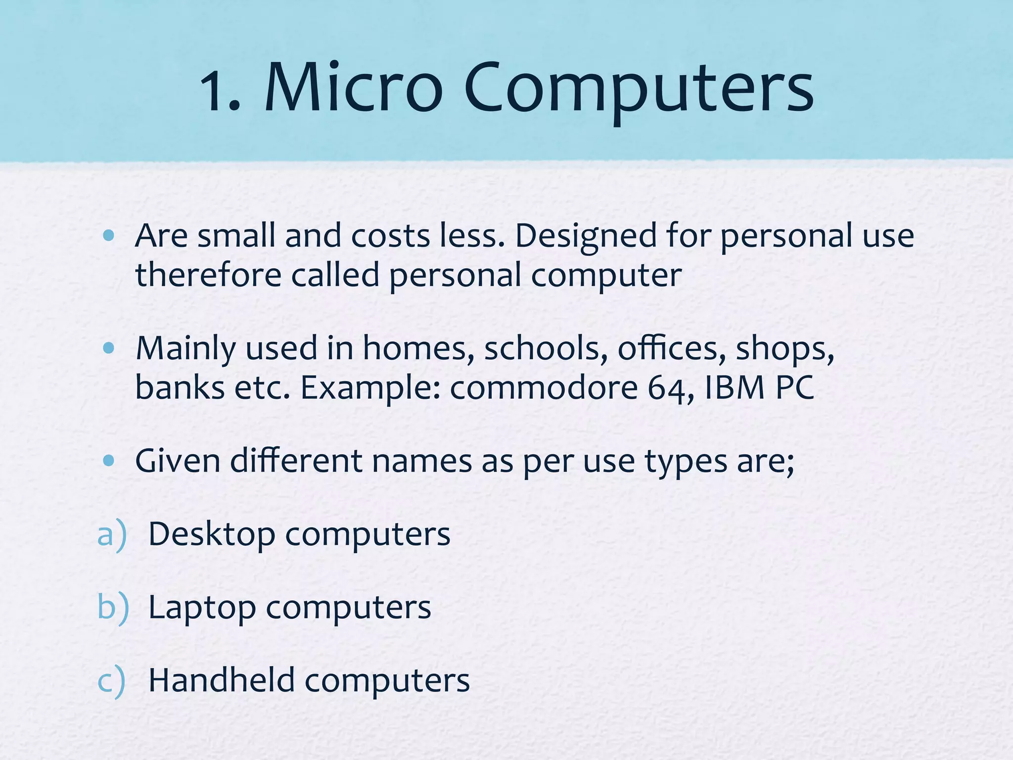 Types of computer with description and example | PDF
