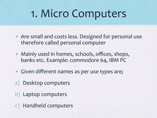 Types of computer with description and example | PDF | Desktops | Computing