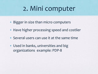 Types of computer with description and example | PDF | Desktops | Computing