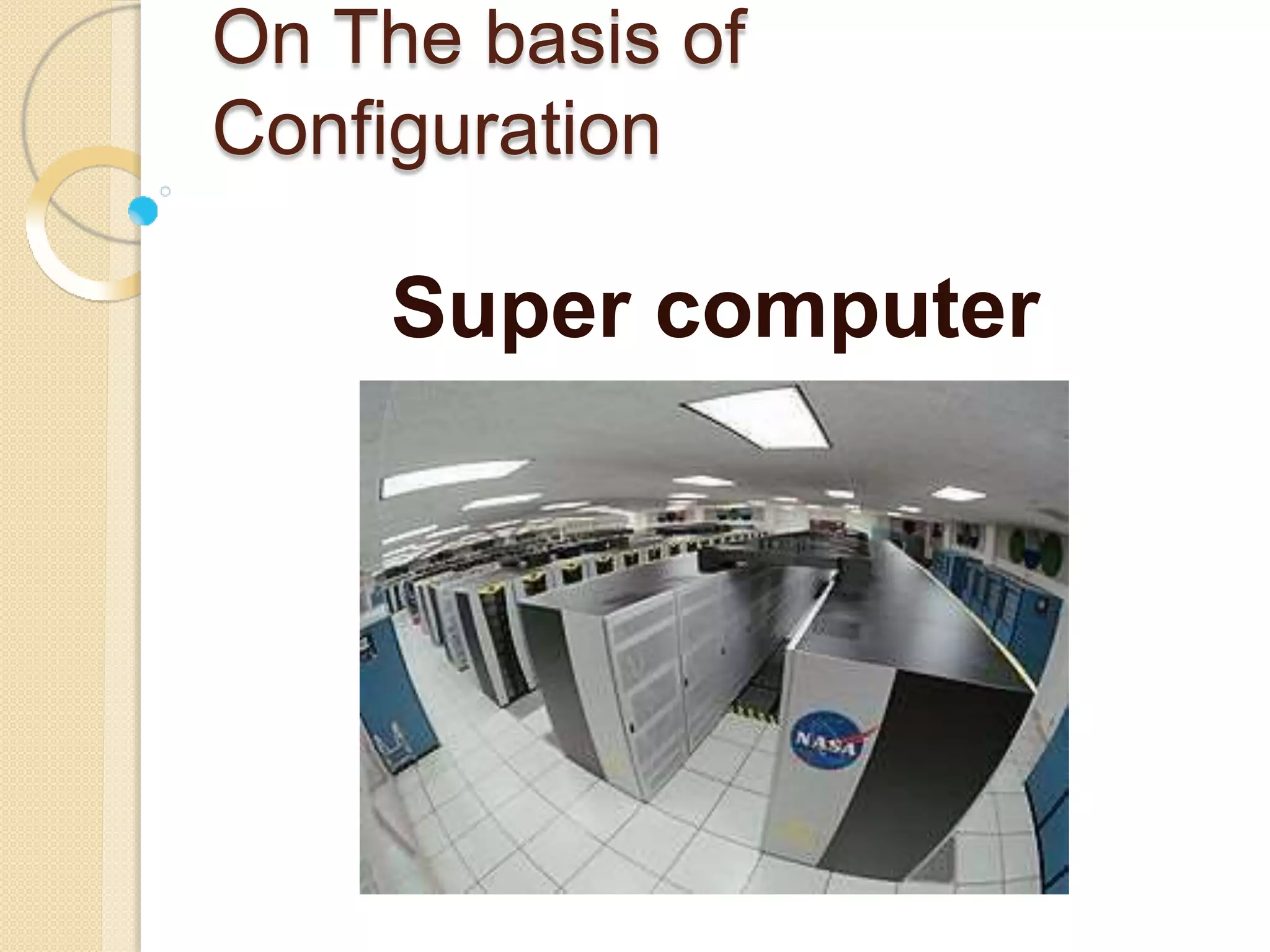 On The basis of
Configuration
Super computer
 