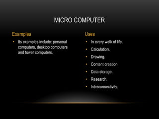 types of computer and their functions and uses. | PPT