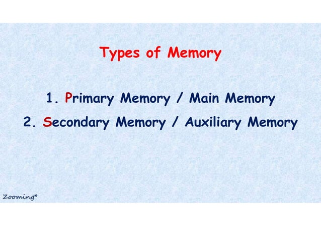Computer Memory Types - Primary Memory - Secondary Memory | PDF