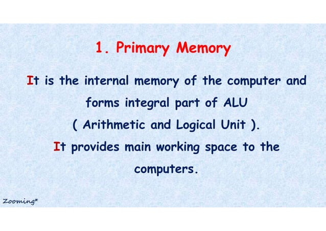 Computer Memory Types - Primary Memory - Secondary Memory | PDF