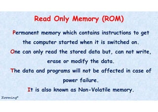 1) PROM (Programmable Read Only Memory)
2) EPROM (Erasable Programmable Read Only Memory)
3) EEPROM (Electrically Erased P...