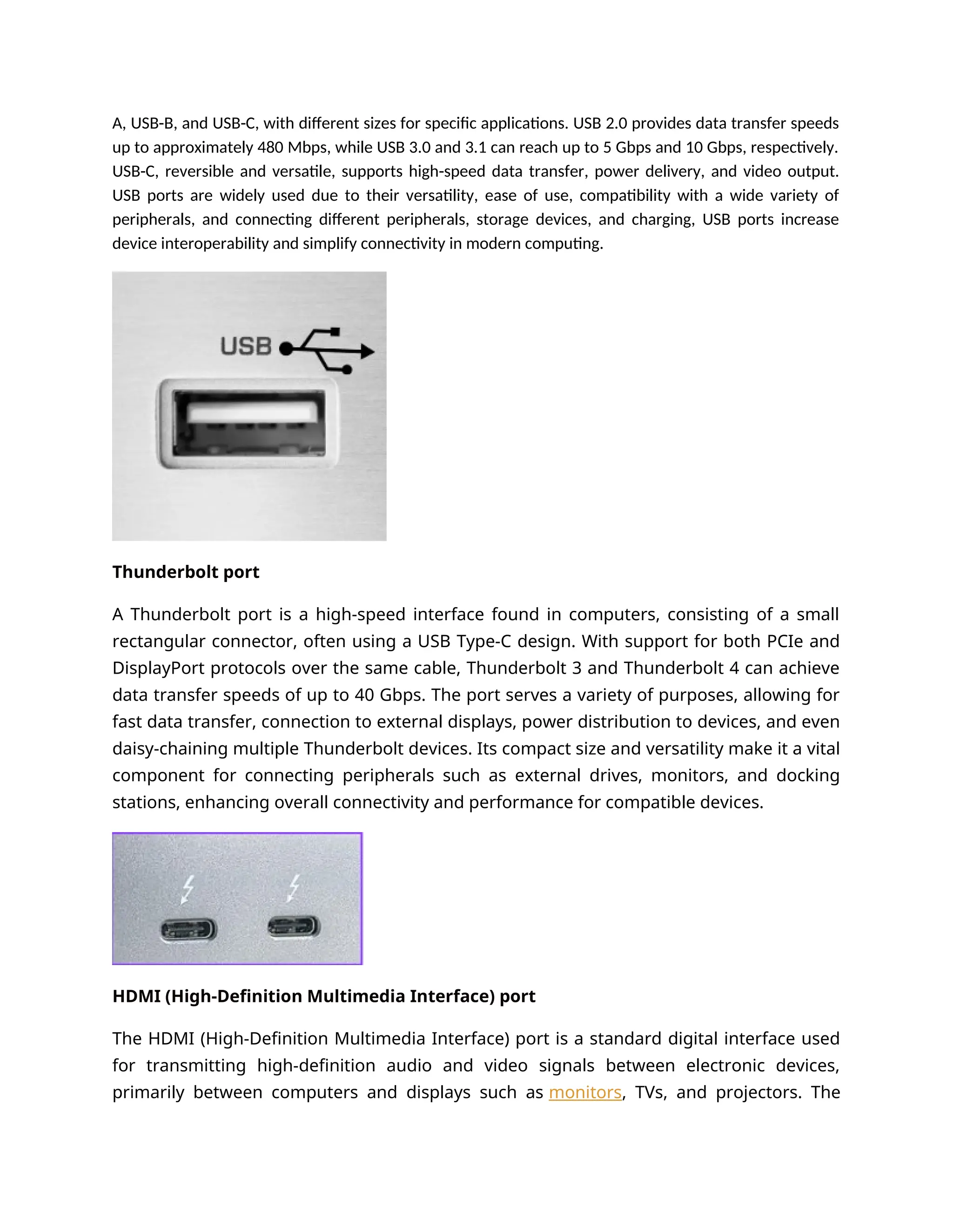 Types of Computer PortsAnd Their Functions With Picture | DOCX