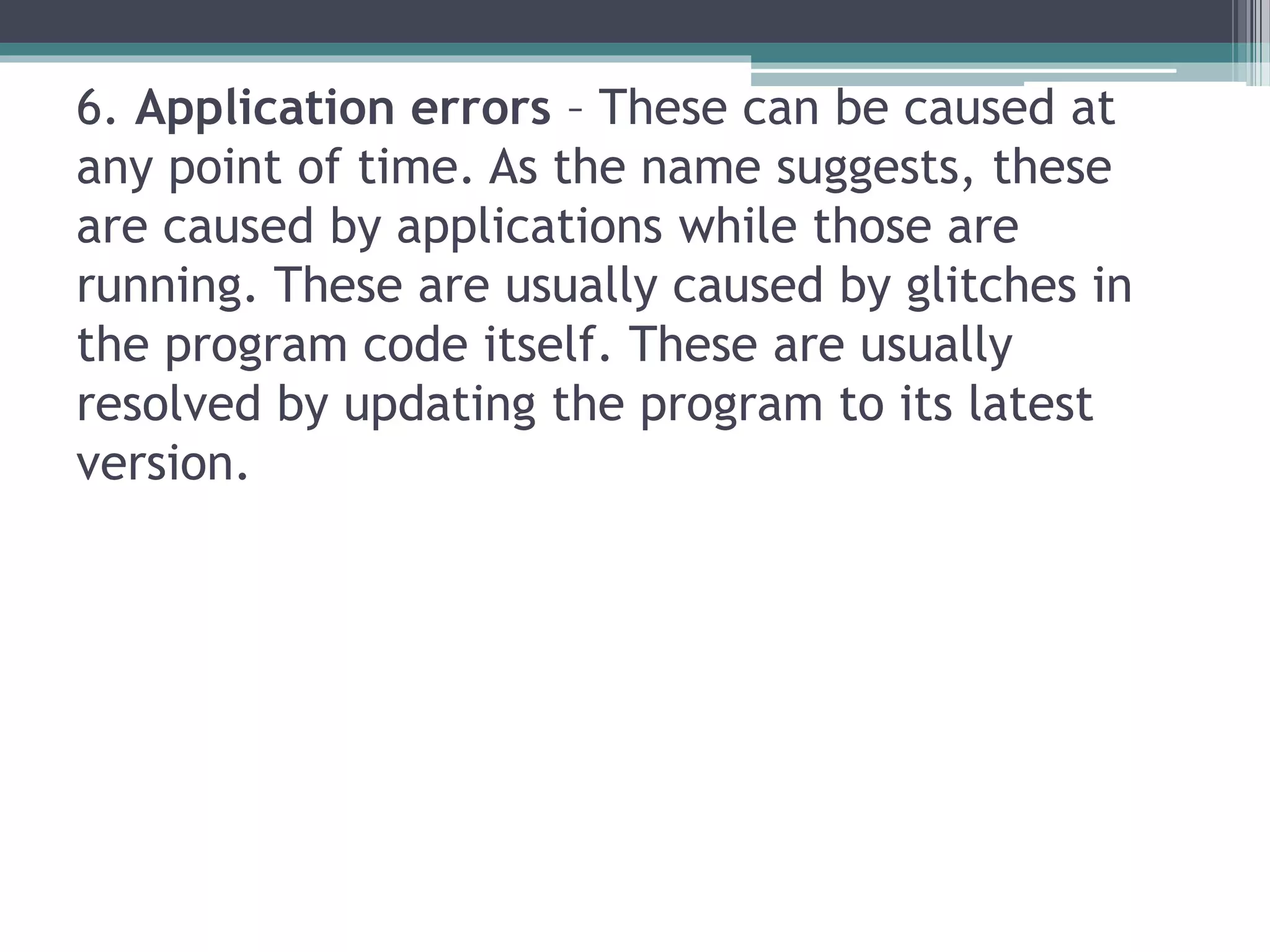 Types of computer system error | PPTX | Operating Systems | Computer ...