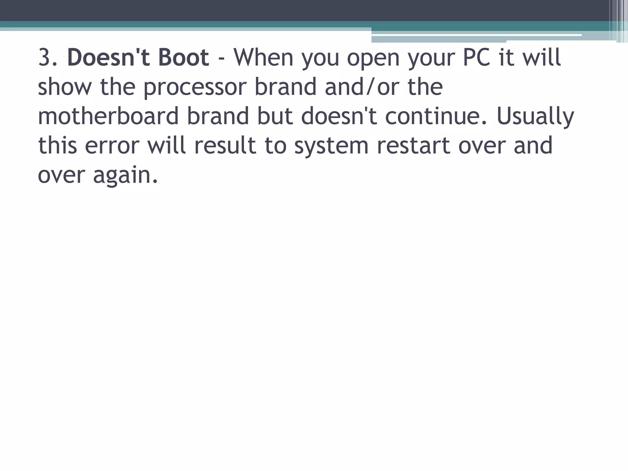 Types of computer system error | PPTX | Operating Systems | Computer ...