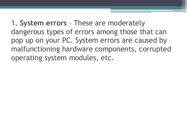 Types of computer system error