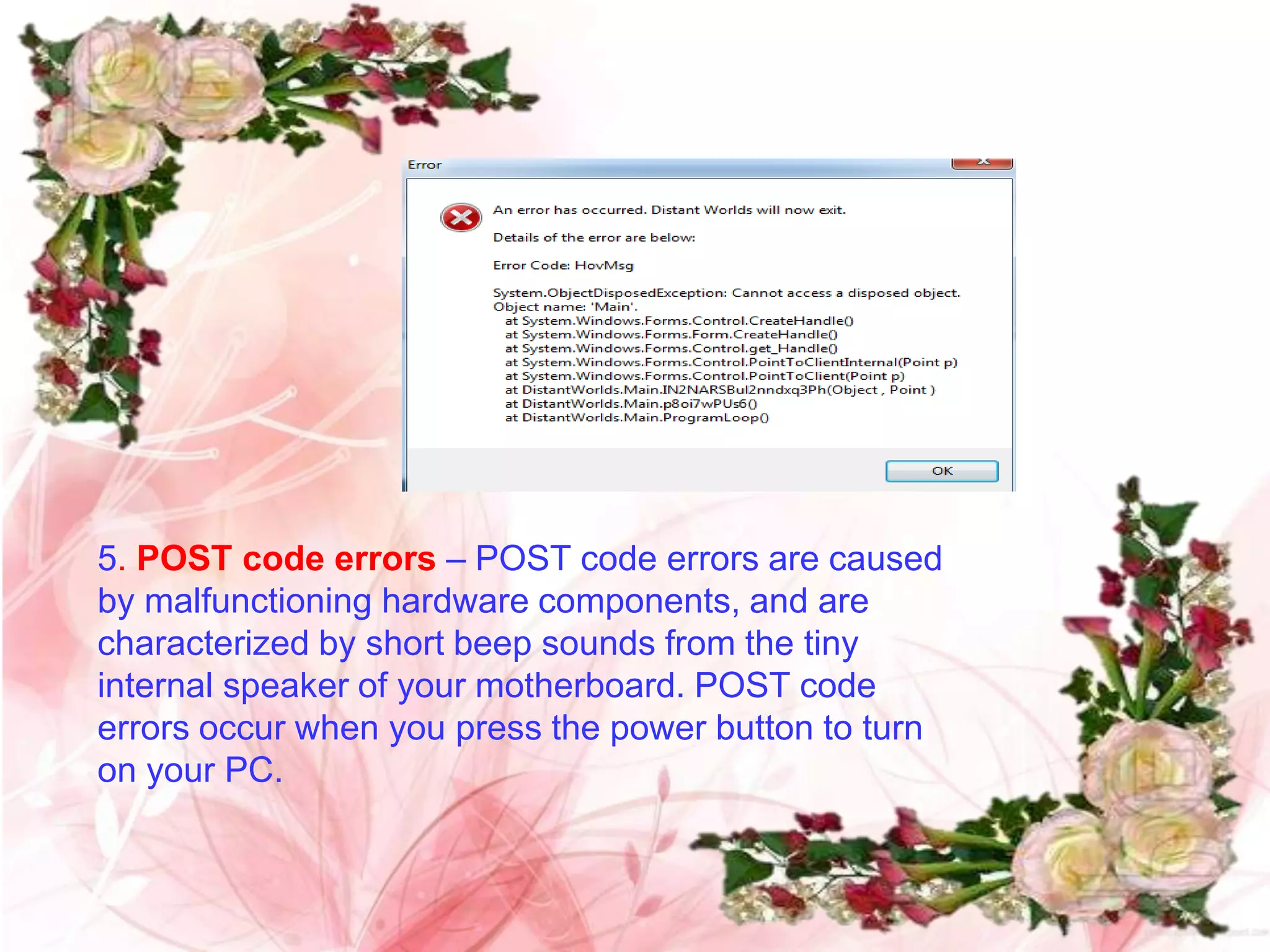 Types of computer system errors ppt