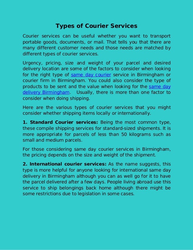 Types of courier services