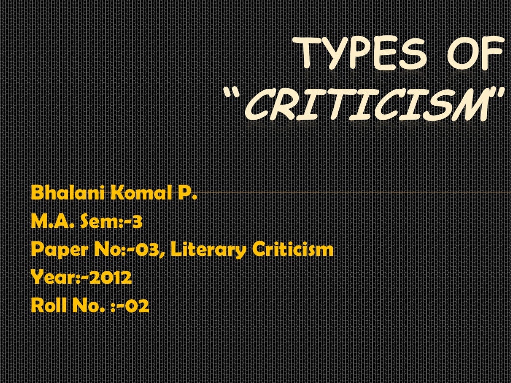 Types of criticism