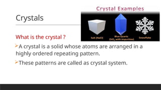 Types of crystal and Applications of X Ray.pptx