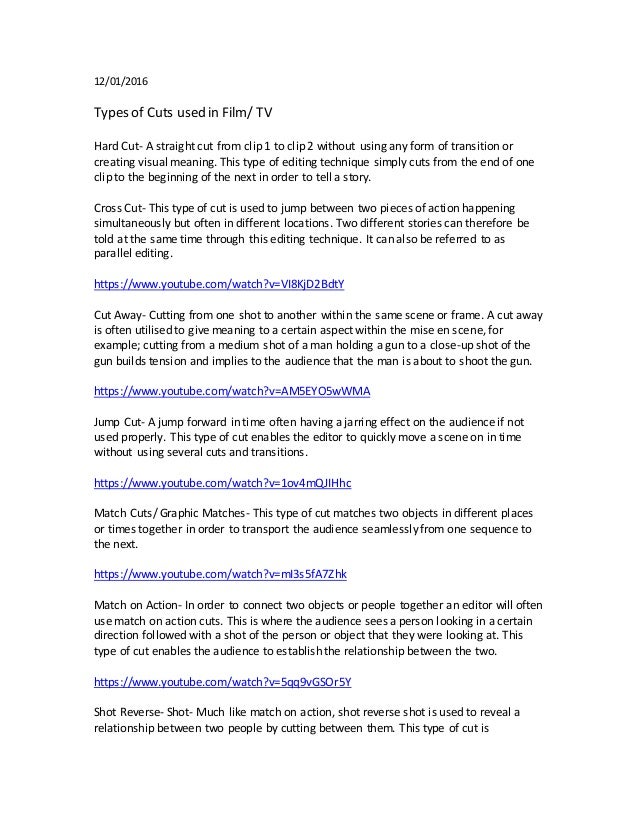 types of cut form cut film