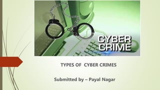 TYPES OF CYBER CRIMES
Submitted by – Payal Nagar
 