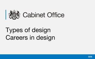 Types of design
Careers in design
GDS
 