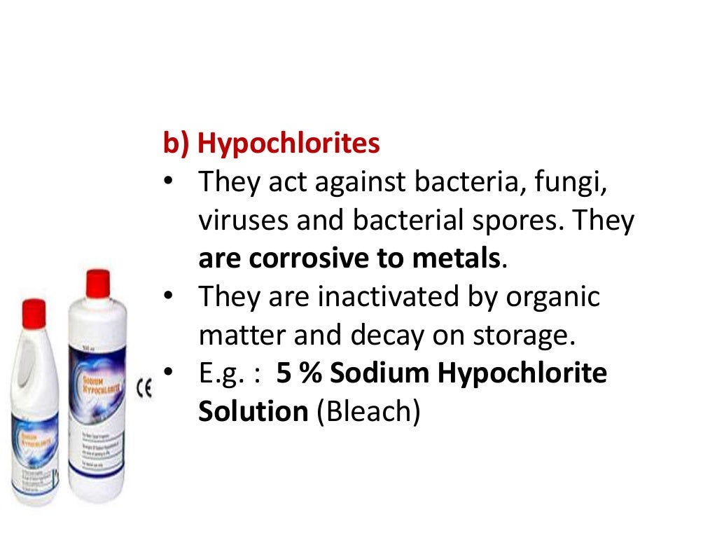 Types of disinfectants