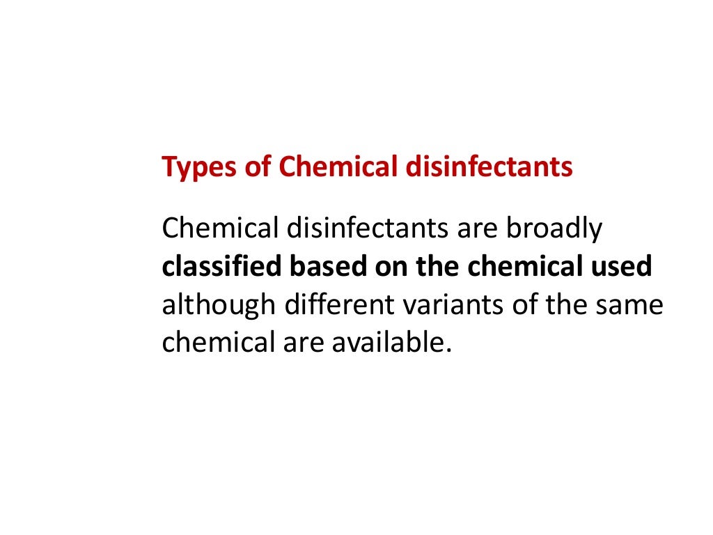 Types of disinfectants