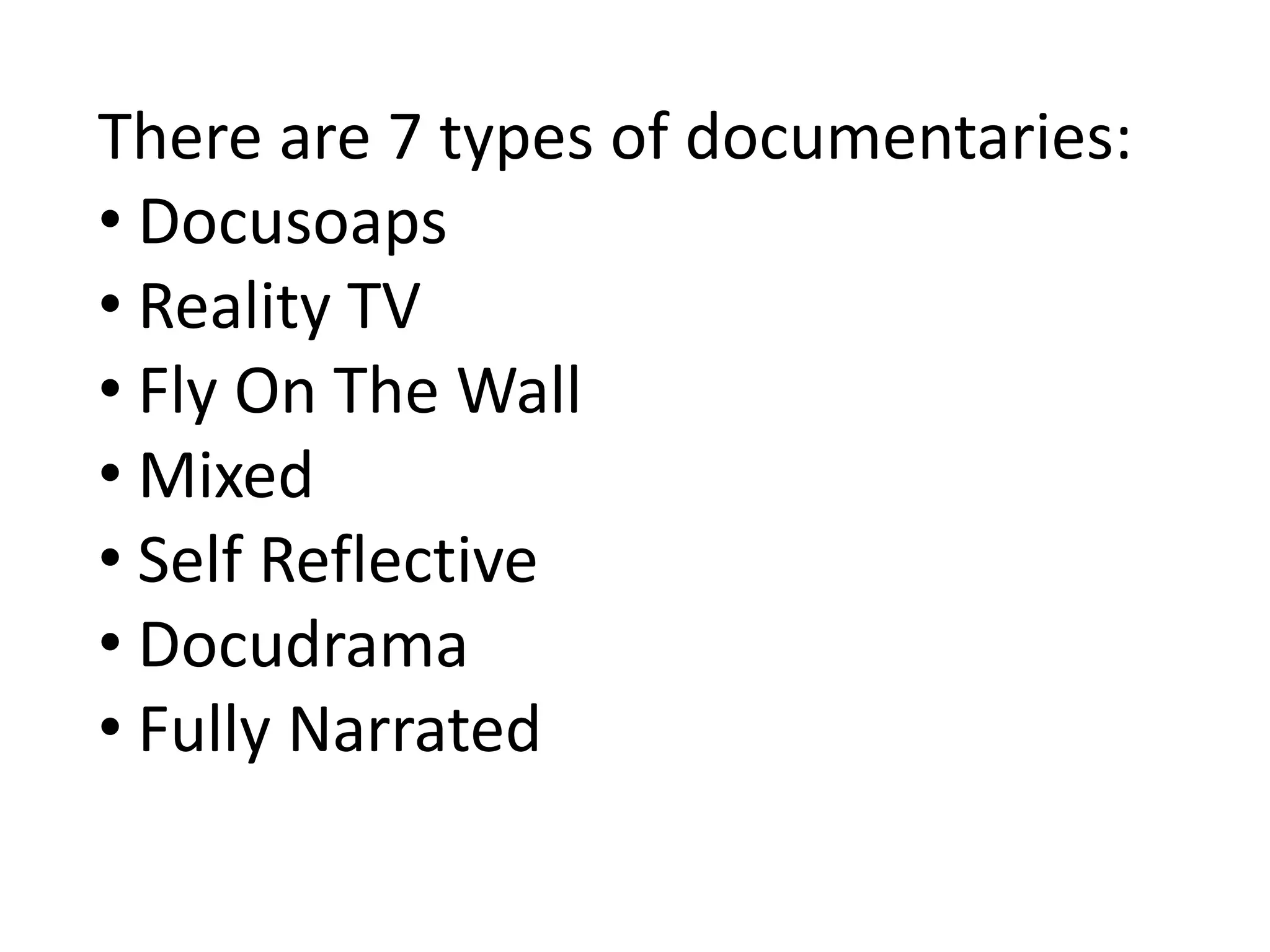 Types of documentaries PPT Free Download