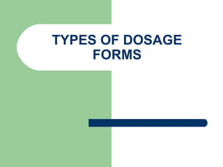 TYPES OF DOSAGE
FORMS
 