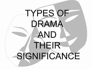 TYPES OF
DRAMA
AND
THEIR
SIGNIFICANCE
 