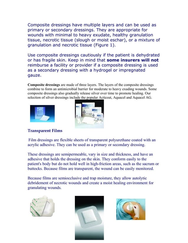 Types of dressings PDF