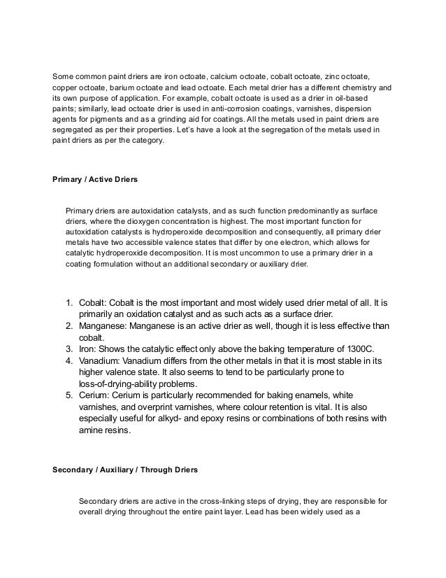 Paint driers & functions Goldstab Organics Pvt. Ltd.