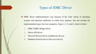 Types of Drivers in JDBC | PPTX