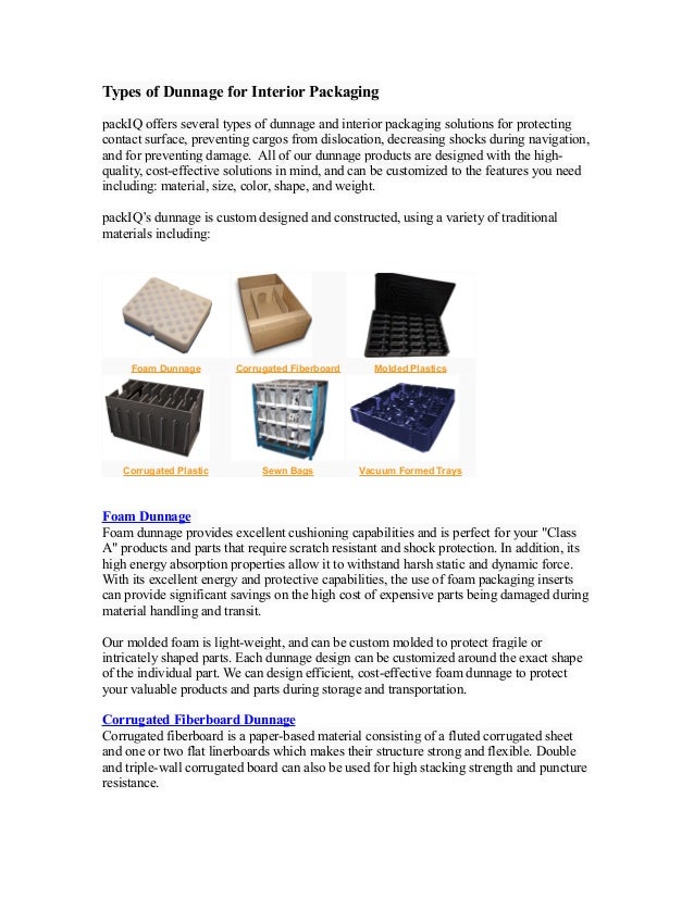Types of Dunnage for Interior Packaging