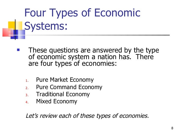 types of economic systems types of economies