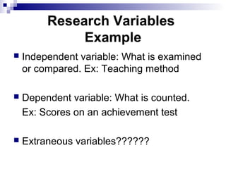 Experience Research Variables Examples Types of educational_research | PPT
