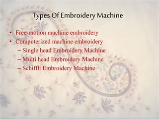 Types of embroidery machine | PPTX