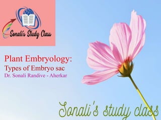 Plant Embryology:
Types of Embryo sac
Dr. Sonali Randive - Aherkar
 
