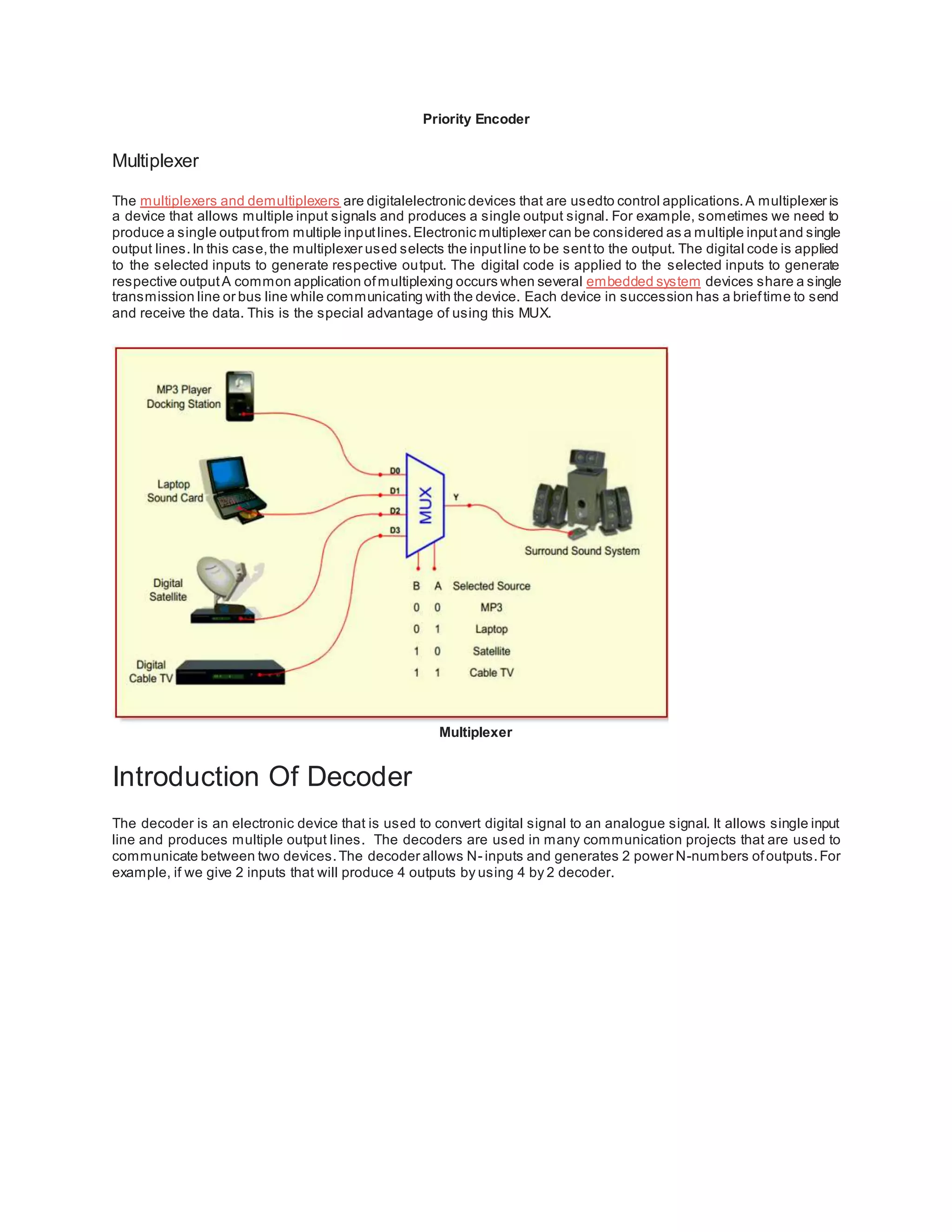 Types of encoders and decoders with truth tables | DOCX