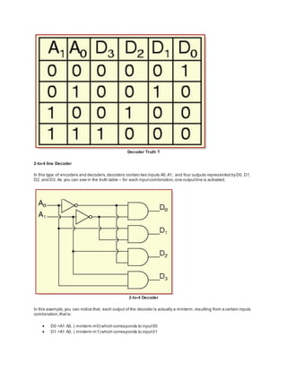 Types of encoders and decoders with truth tables | PDF