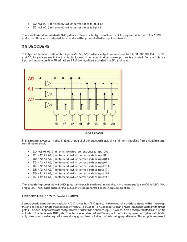 Types of encoders and decoders with truth tables