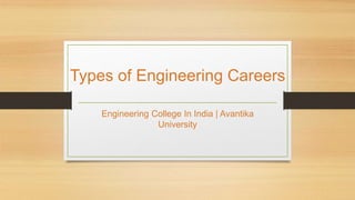 Types of Engineering Careers
Engineering College In India | Avantika
University
 