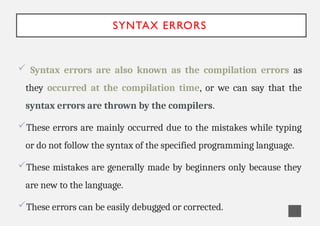 Programming in C - Types of Errorss.pptx