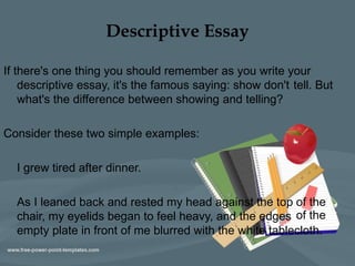 Decriptive Essay Types Comprehensive Guide to Five Main Types of Essay Writing Techniques | PPTX
