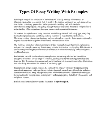 Types Of Essay Writing With Examples | PDF