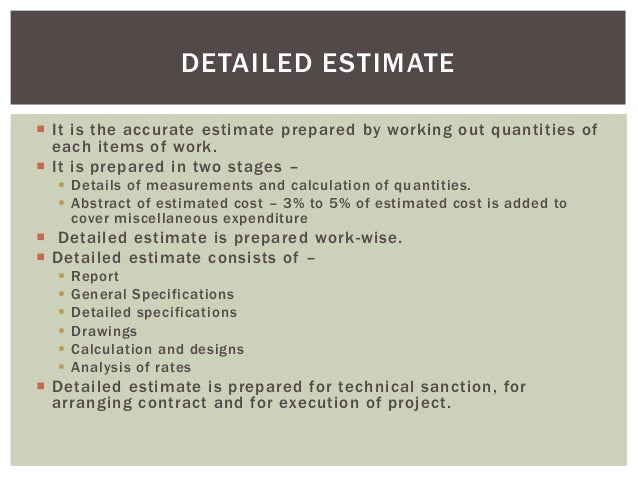 Types of estimates