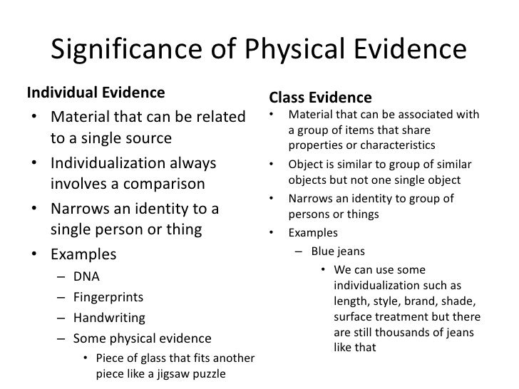 Types of evidence and observations presentation