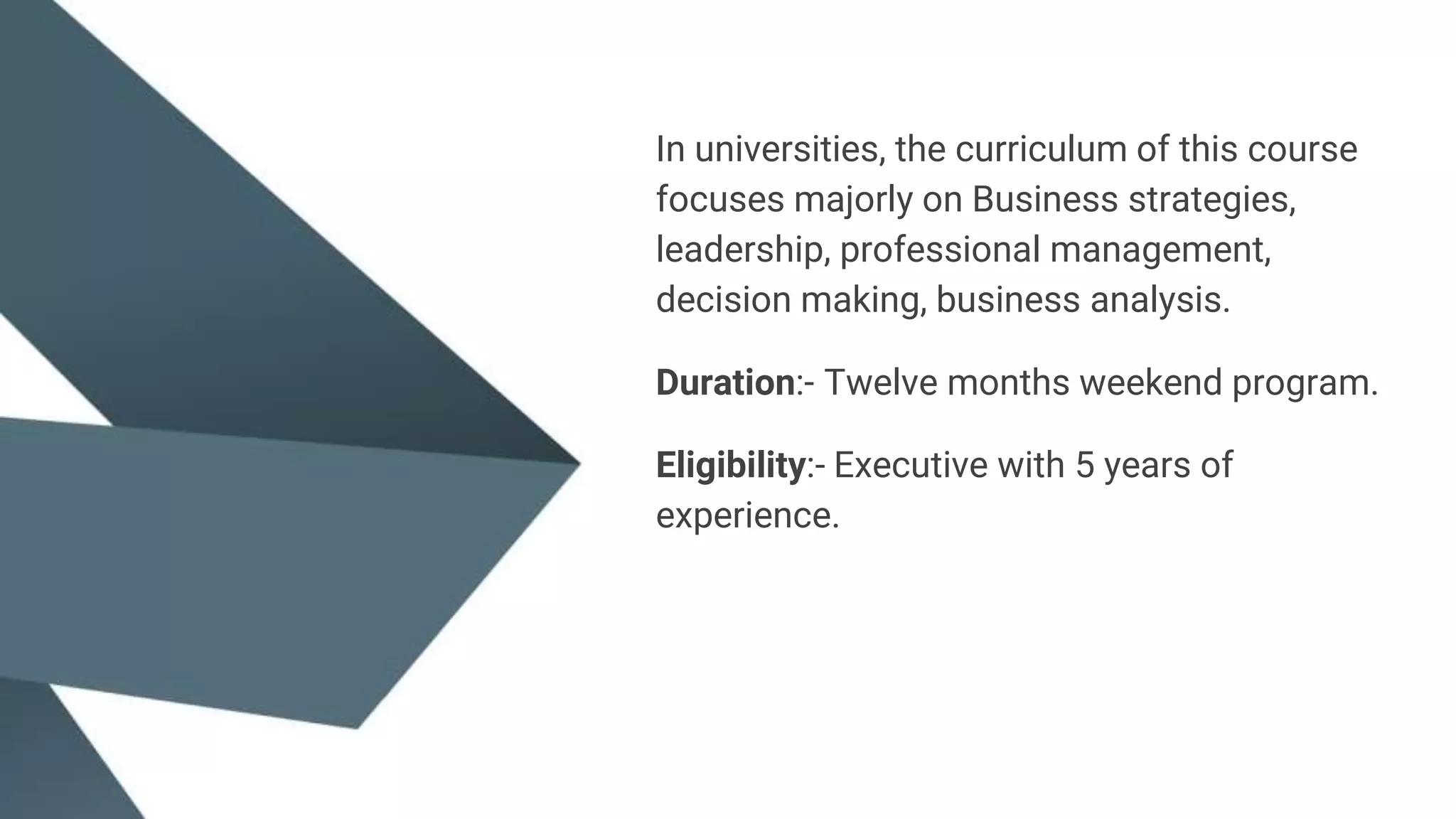 Types of Executive MBA Programs Offered In Universities | PPTX