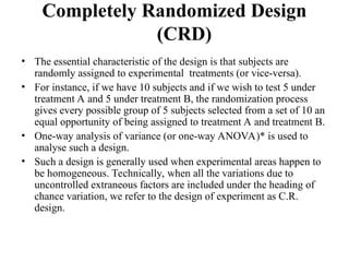 Crd Design Types of Experimental Design in research methodology | PPT
