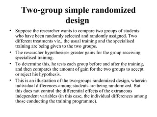 Types of Experimental Design in research methodology | PPT