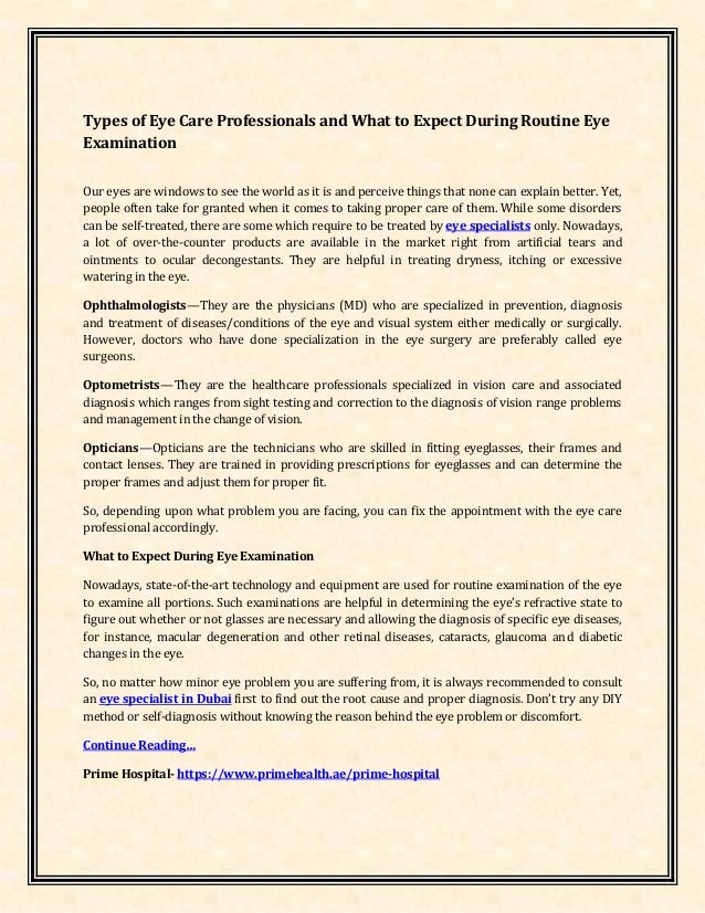 Types of Eye Care Professionals and What to Expect During Routine Eye