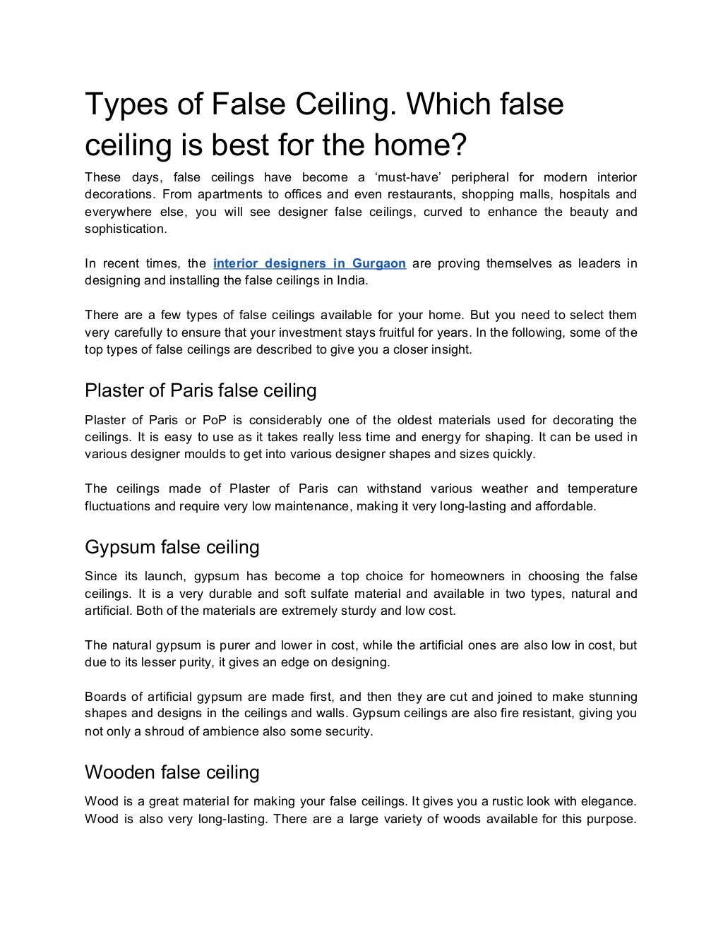 Which False Ceiling Is Best For Heat Resistant