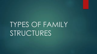 TYPES OF FAMILY
STRUCTURES
 