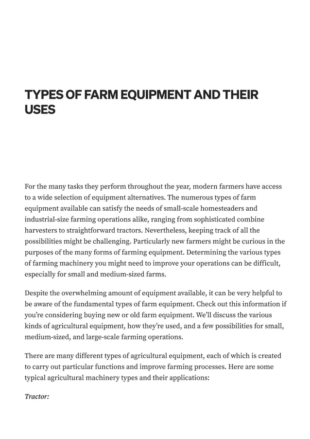 TYPES OF FARM EQUIPMENT AND THEIR USES PDF