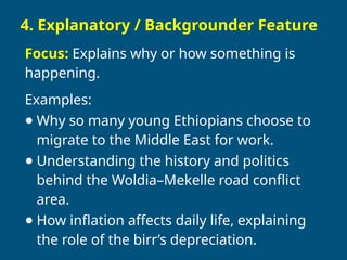 Types Feature Stories; Ethiopian Context | PPTX