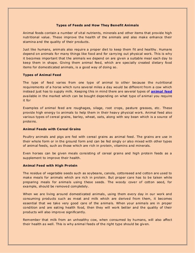 Types of feeds and how they benefit animals
